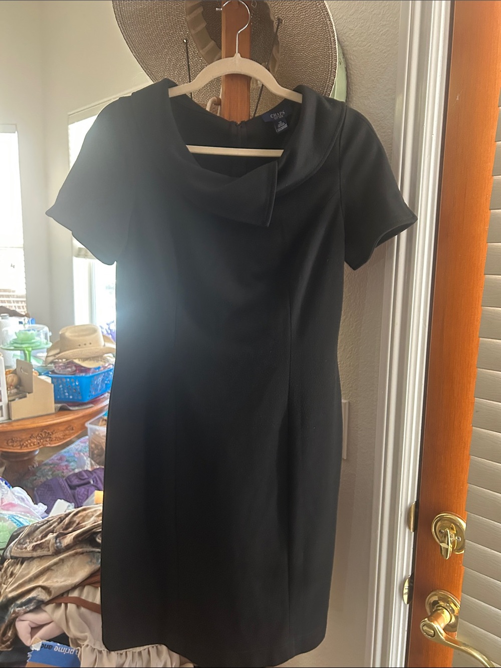 Chaps Black Short-Sleeve Mini Dress